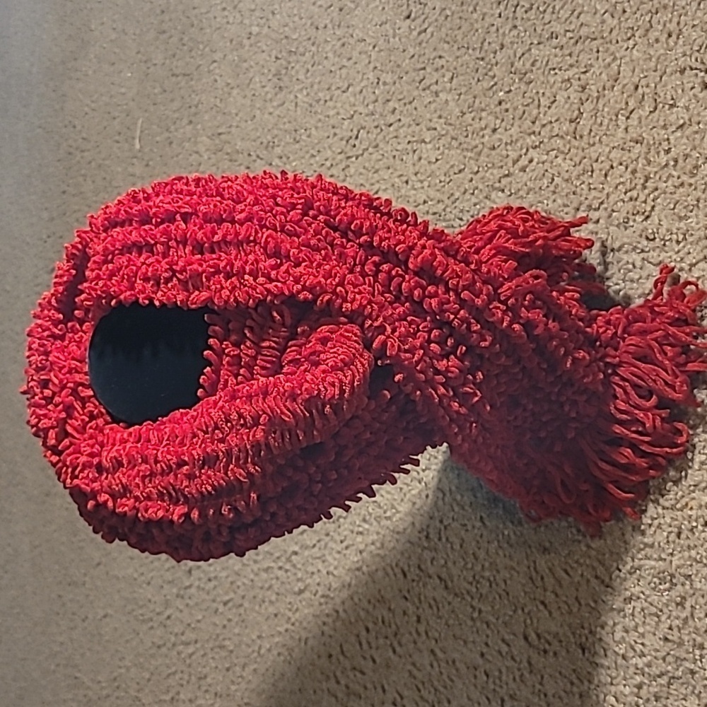 Red Fringed Fall Winter Scarf 6"×54"
